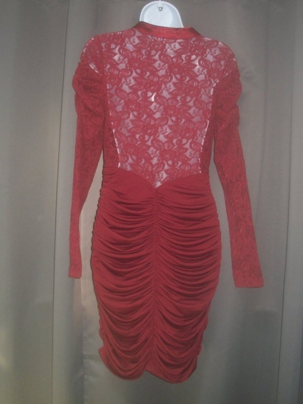 womens sheer back dress.see-through lace sleeves.size large